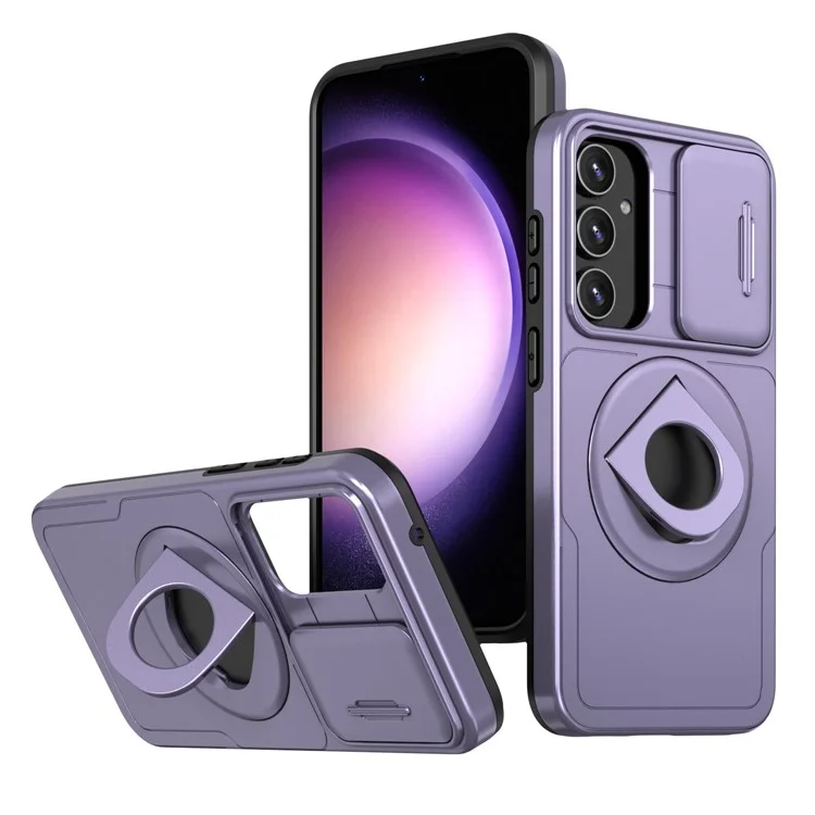 Pour Samsung Galaxy A54 5G Étui de téléphone avec protection coulissante de la caméra Couverture magnétique - Violet