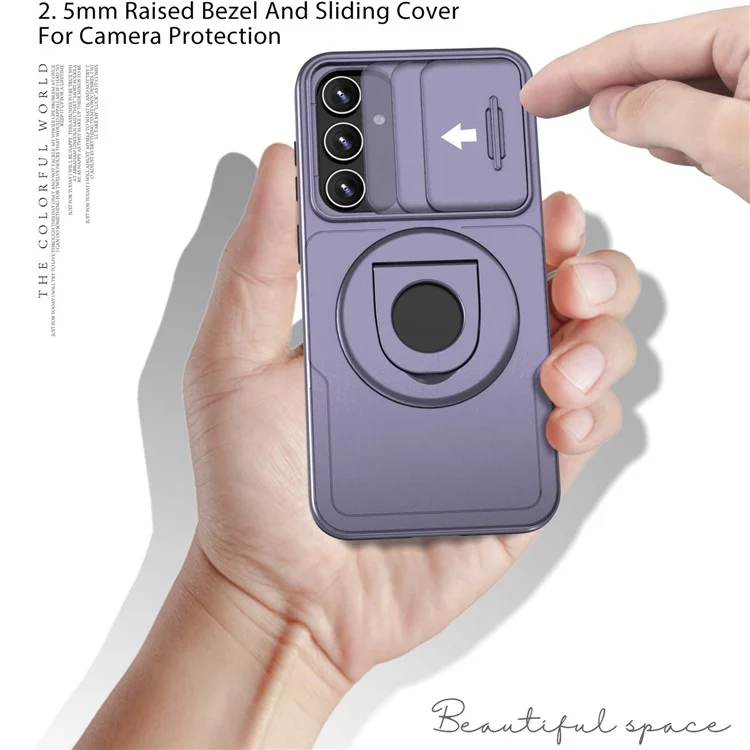 Pour Samsung Galaxy A54 5G Étui de téléphone avec protection coulissante de la caméra Couverture magnétique - Violet