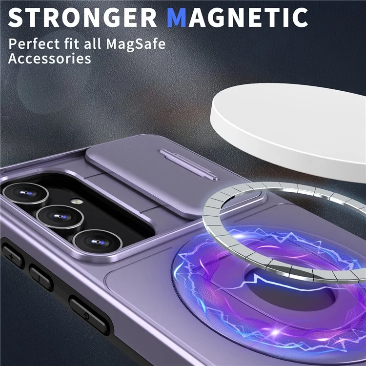 Pour Samsung Galaxy A54 5G Étui de téléphone avec protection coulissante de la caméra Couverture magnétique - Violet