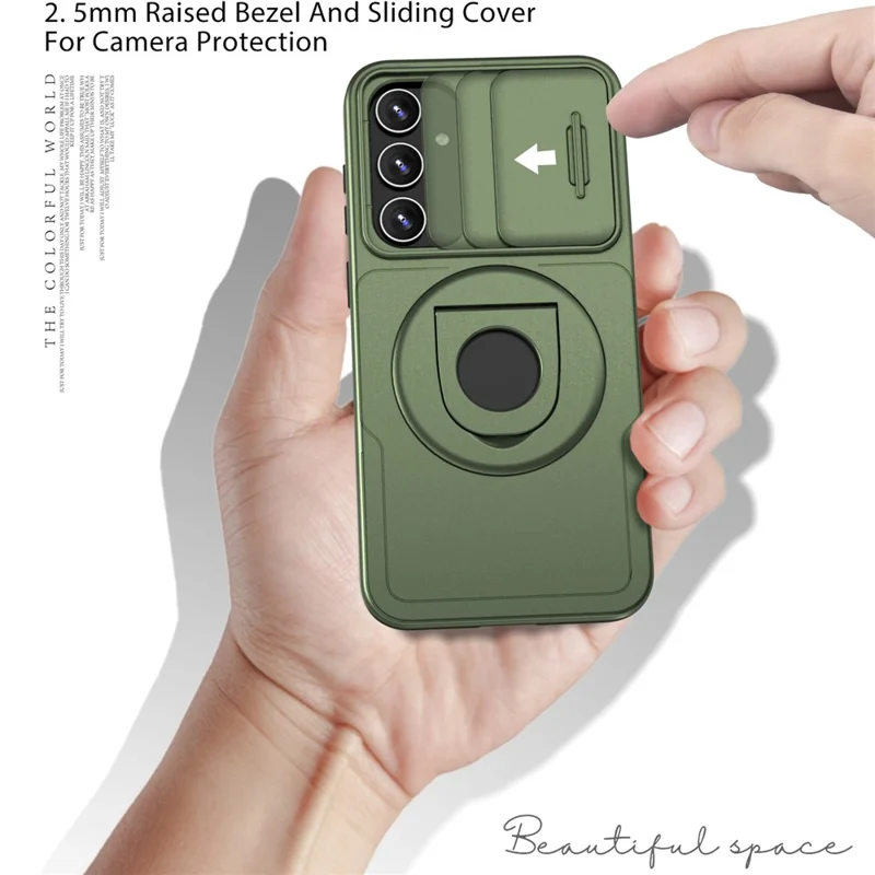For Samsung Galaxy A54 5G Phone Case with Slide Camera Protection Magnetic Cover - Green