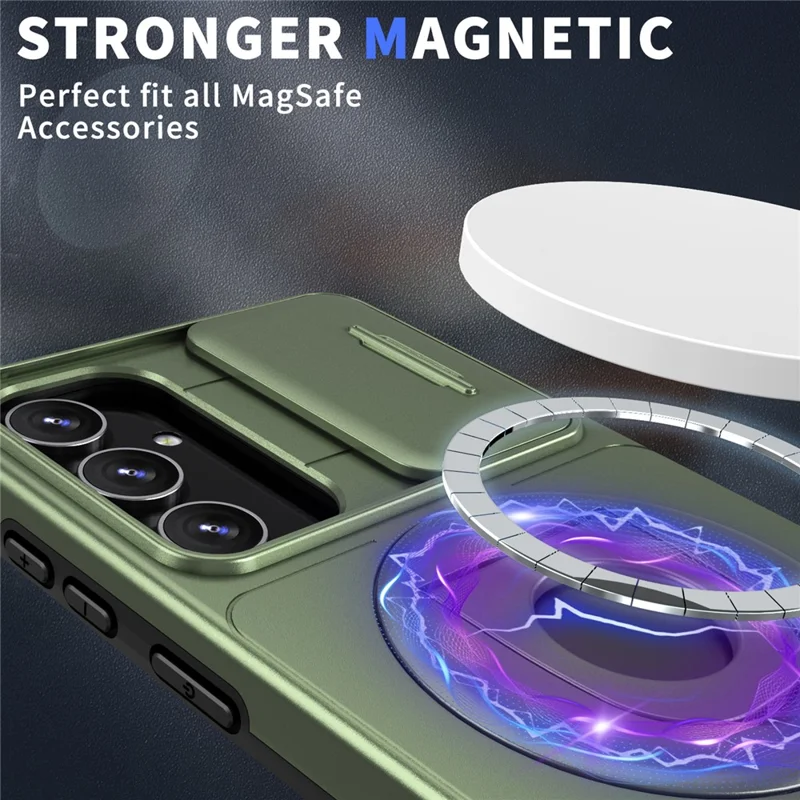 For Samsung Galaxy A54 5G Phone Case with Slide Camera Protection Magnetic Cover - Green