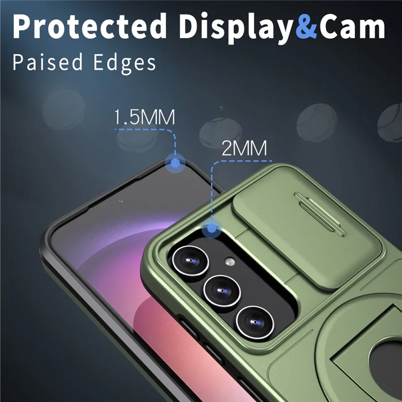 For Samsung Galaxy A54 5G Phone Case with Slide Camera Protection Magnetic Cover - Green