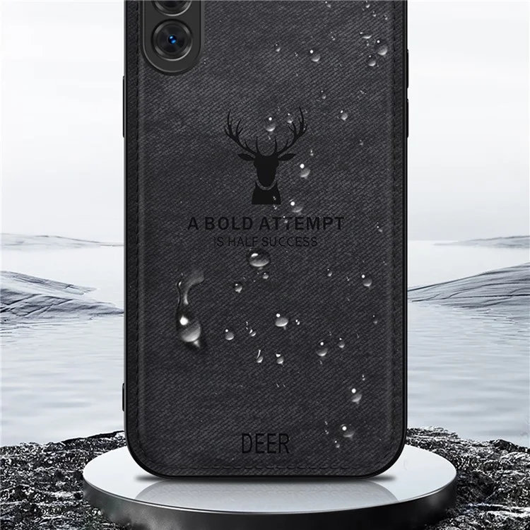 For Samsung Galaxy A15 4G / 5G Phone Case Imprinted Deer Pattern PU Leather Back Cover - Black