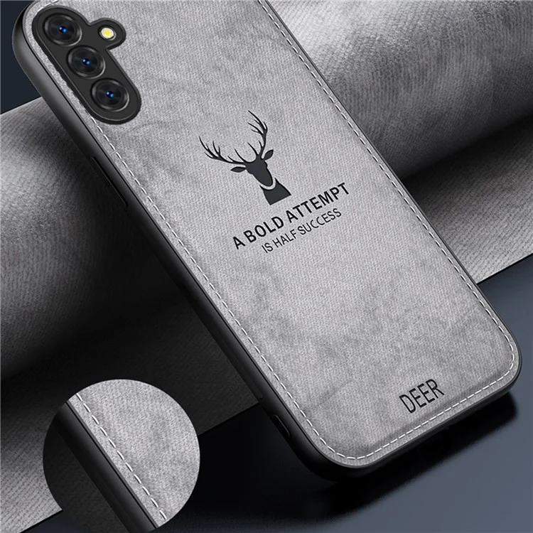 For Samsung Galaxy A15 4G / 5G Phone Case Imprinted Deer Pattern PU Leather Back Cover - Black