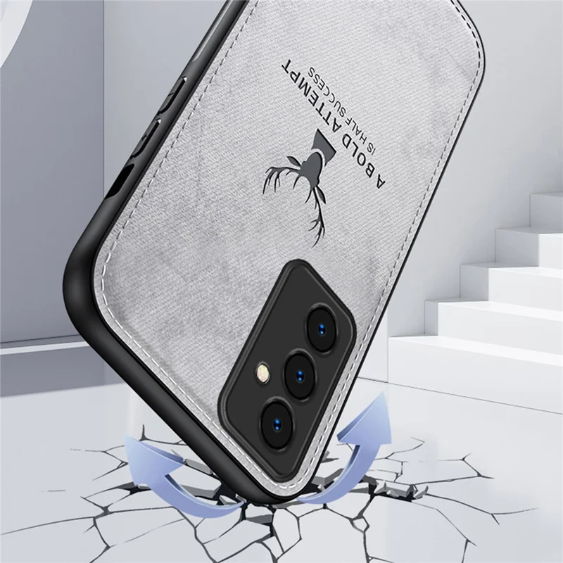 For Samsung Galaxy A35 5G Phone Case Shockproof Hybrid Protective Cover Deer Pattern - Black