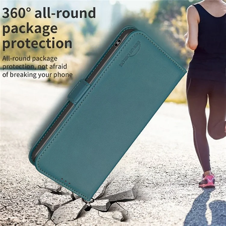 BINFEN COLOR BF31 For Xiaomi Redmi Note 13 4G Case with Wallet Stand PU Leather Flip Phone Cover - Green