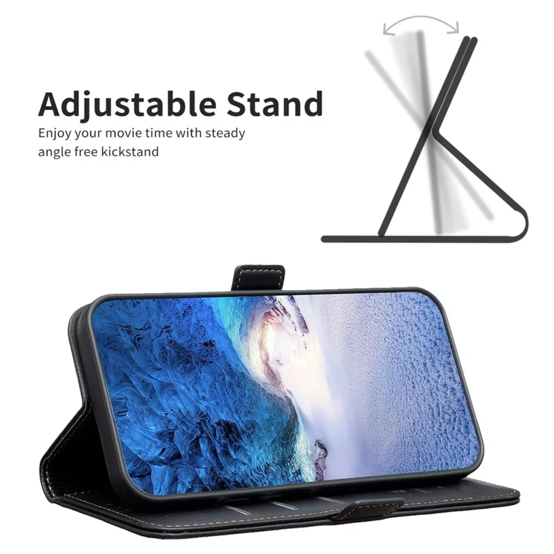 BINFEN COLOR BF31 For Xiaomi Redmi Note 13 4G Case with Wallet Stand PU Leather Flip Phone Cover - Black