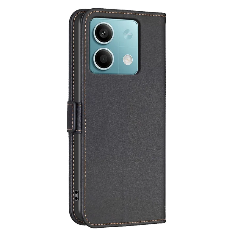 BINFEN COLOR BF31 For Xiaomi Redmi Note 13 4G Case with Wallet Stand PU Leather Flip Phone Cover - Black