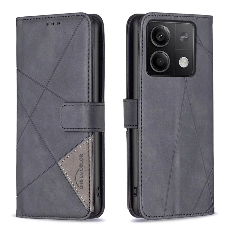 BINFEN COLOR BF05 per Xiaomi Redmi Note 13 4G Custodia in pelle Flip Wallet Cover per cellulare - Nero