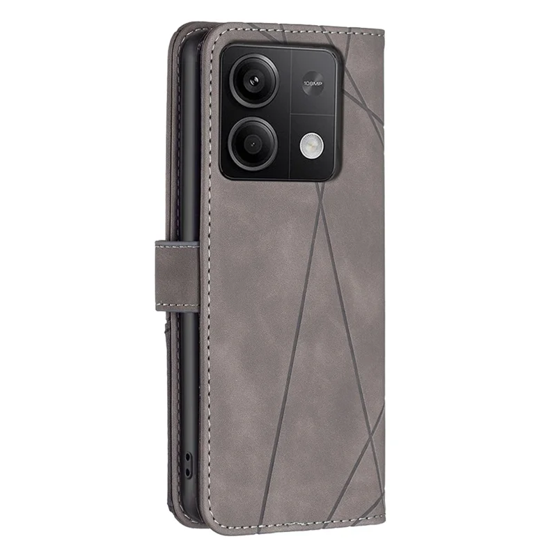 BINFEN COLOR For Xiaomi Redmi Note 13 4G Phone Cases Wallet Stand Geometry Imprint Leather Cover - Grey