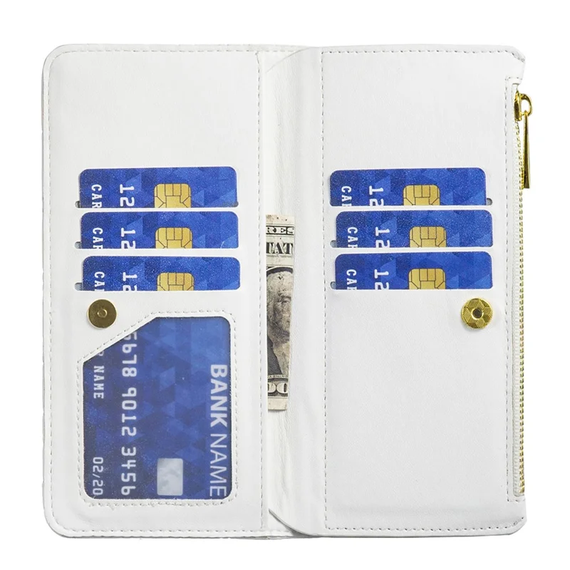 BINFEN COLOR BF Style-15 For Xiaomi Redmi Note 13 4G Case Leather Flip Zipper Pocket Phone Cover - White
