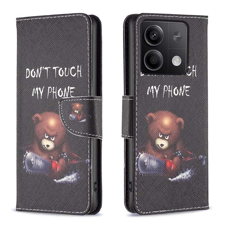 For Xiaomi Redmi Note 13 4G Pattern Leather Phone Case Wallet Cover - Bear