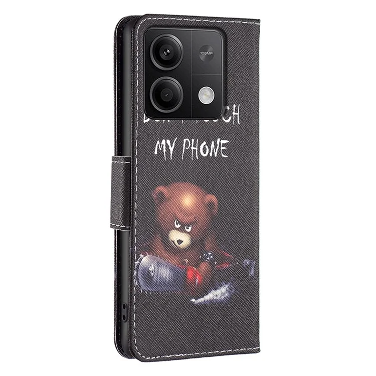 For Xiaomi Redmi Note 13 4G Pattern Leather Phone Case Wallet Cover - Bear