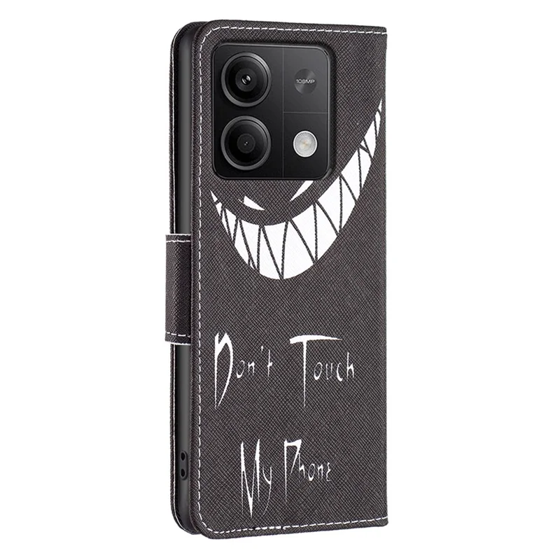 For Xiaomi Redmi Note 13 4G Pattern Leather Phone Case Wallet Cover - Don't Touch My Phone