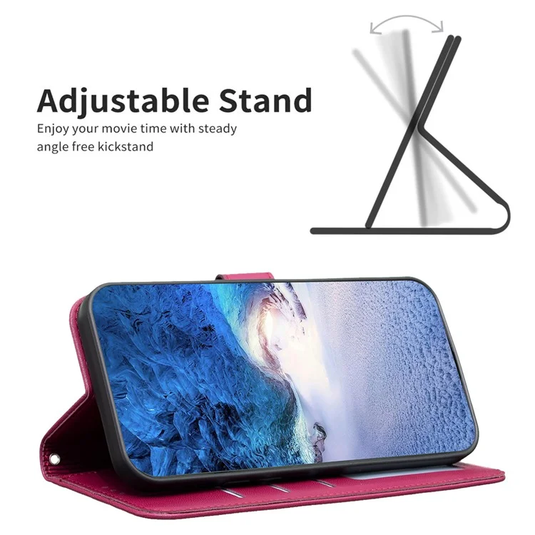 Para Xiaomi Redmi Note 13 4G Clover Leather Case Folio Stand View Phone Cover - Rose