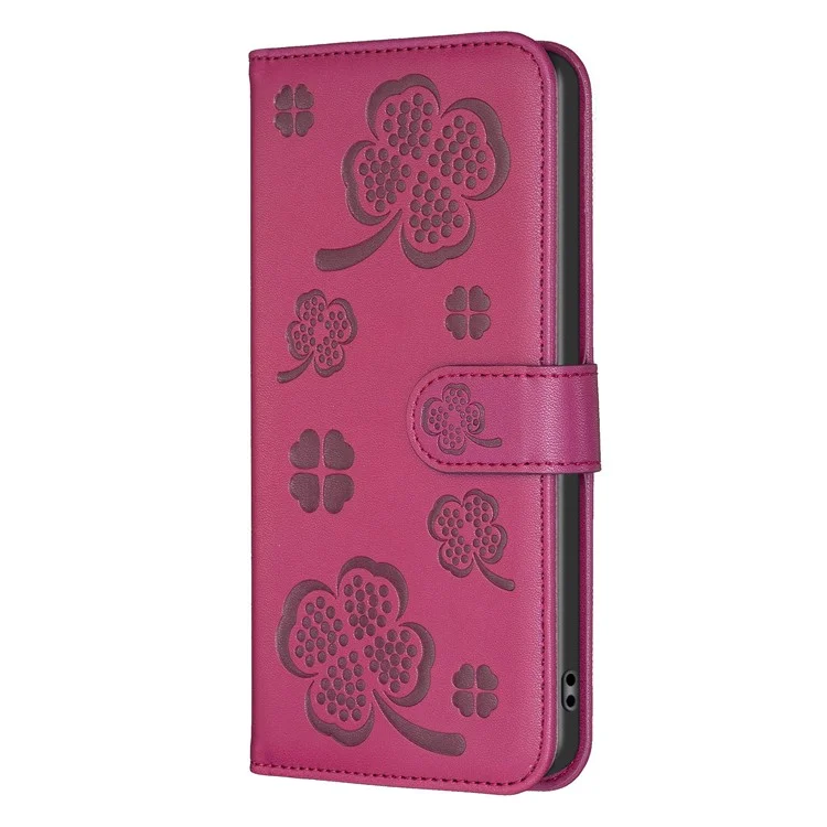 Para Xiaomi Redmi Note 13 4G Clover Leather Case Folio Stand View Phone Cover - Rose
