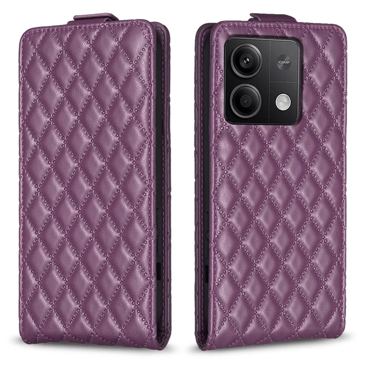 BF30 For Xiaomi Redmi Note 13 4G Vertical Flip Phone Case PU Leather Rhombus Cover - Dark Purple