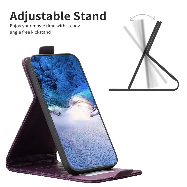 BF30 For Xiaomi Redmi Note 13 4G Vertical Flip Phone Case PU Leather Rhombus Cover - Dark Purple
