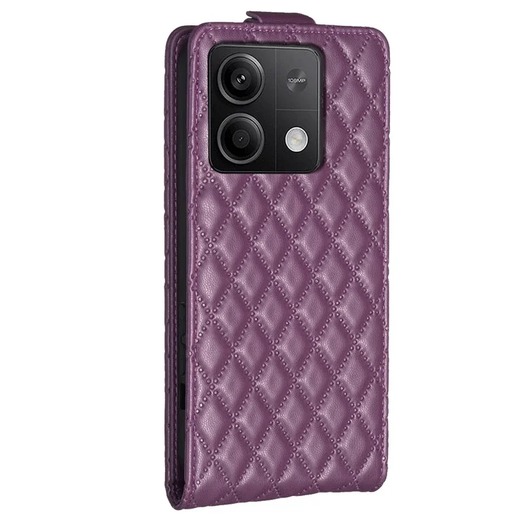 BF30 For Xiaomi Redmi Note 13 4G Vertical Flip Phone Case PU Leather Rhombus Cover - Dark Purple
