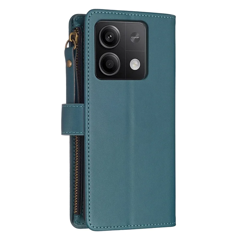 BF Style-19 for Xiaomi Redmi Note 13 4G Phone Case Viewing Stand Cover Zipper Handbag - Green
