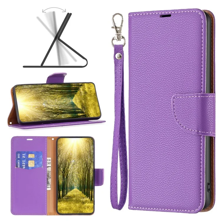 Per Xiaomi Redmi Note 13 4G Case PU Leather Litchi Texture Phone Cover Magnetic Closure - Viola