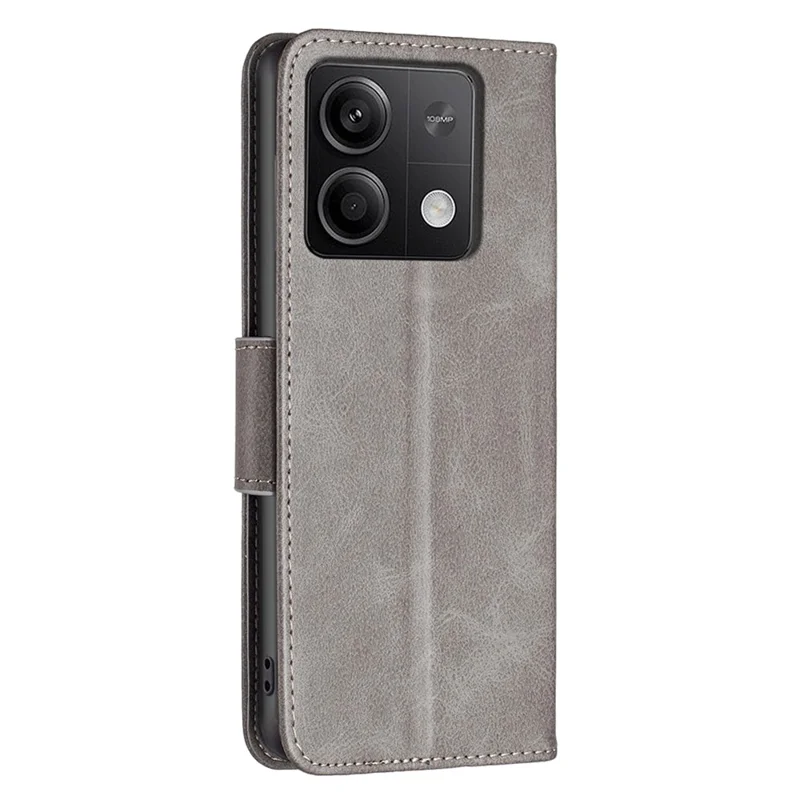 Para Xiaomi Redmi Note 13 4G Case Capa de Couro PU Alça de Pulso - Cinza