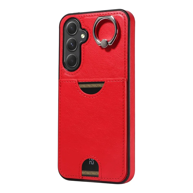 006 For Samsung Galaxy A54 5G Case Calf Texture Back Cover with Card Slot Kickstand - Red