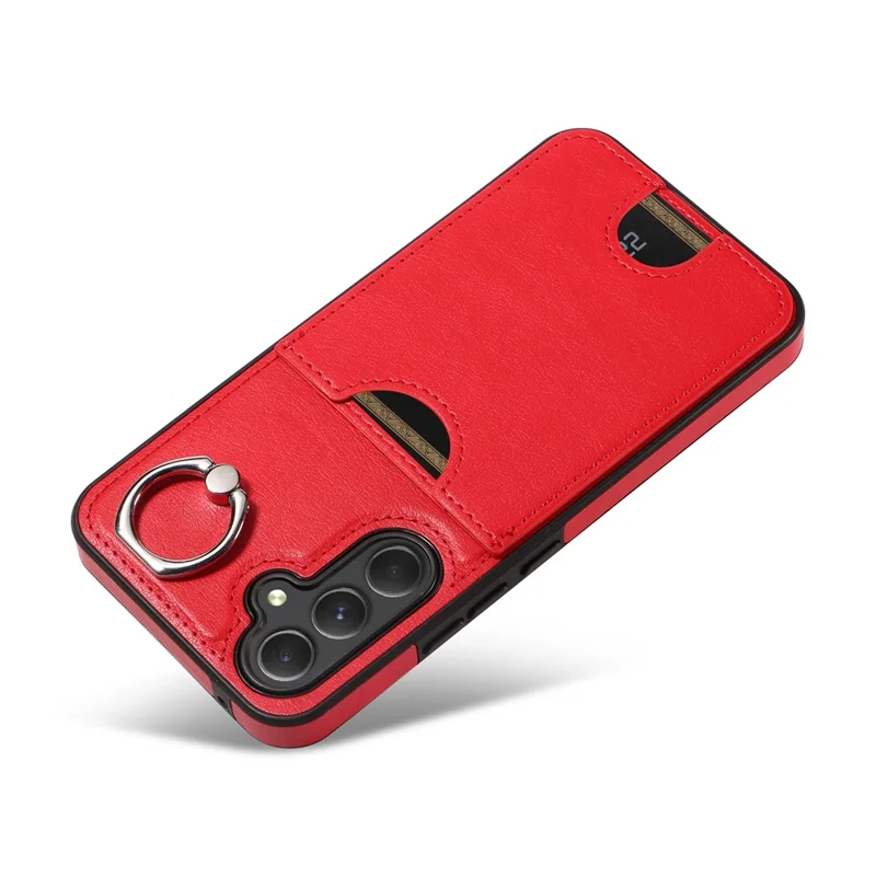 006 For Samsung Galaxy A54 5G Case Calf Texture Back Cover with Card Slot Kickstand - Red