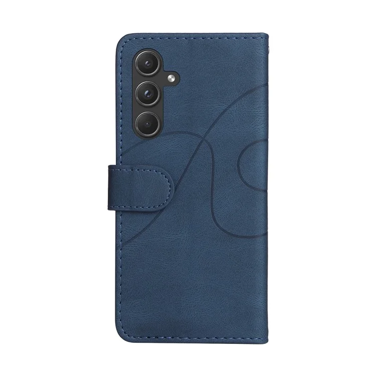 For Samsung Galaxy A55 5G Leather Case Wallet Stand Color Splicing Phone Cover - Blue