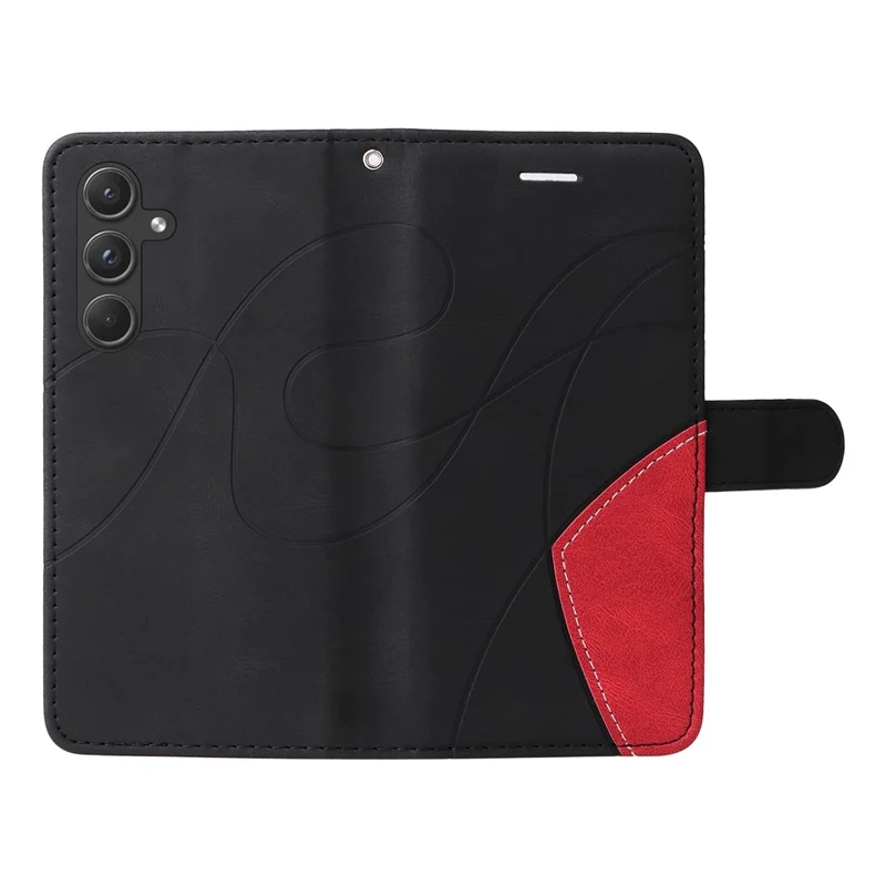 For Samsung Galaxy A55 5G Leather Case Wallet Stand Color Splicing Phone Cover - Black