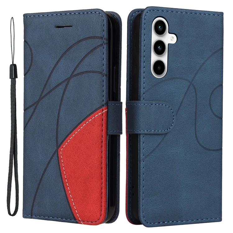 KT Leather Series-1 für Samsung Galaxy A35 5G Brieftasche Hülle Zweifarbiges Leder-Cover - Blau