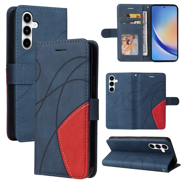KT Leather Series-1 für Samsung Galaxy A35 5G Brieftasche Hülle Zweifarbiges Leder-Cover - Blau