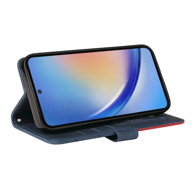 KT Leather Series-1 für Samsung Galaxy A35 5G Brieftasche Hülle Zweifarbiges Leder-Cover - Blau