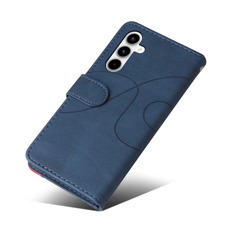 KT Leather Series-1 für Samsung Galaxy A35 5G Brieftasche Hülle Zweifarbiges Leder-Cover - Blau