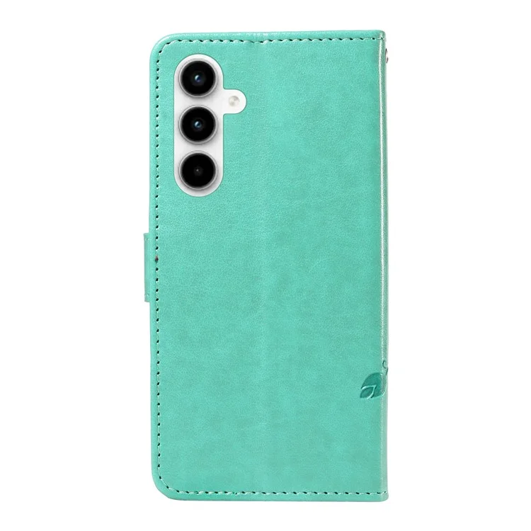 For Samsung Galaxy A35 5G PU Leather Cases Flower Pattern Wallet Stand Phone Cover with Strap - Green