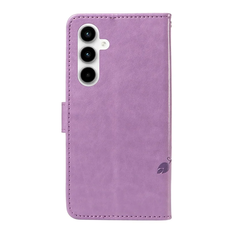 For Samsung Galaxy A35 5G PU Leather Cases Flower Pattern Wallet Stand Phone Cover with Strap - Purple