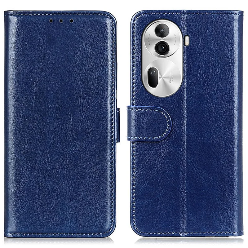 Phone Case for Oppo Reno11 Pro 5G (Global) / Reno11 (China) 5G Crazy Horse Texture Wallet Leather Cover - Blue