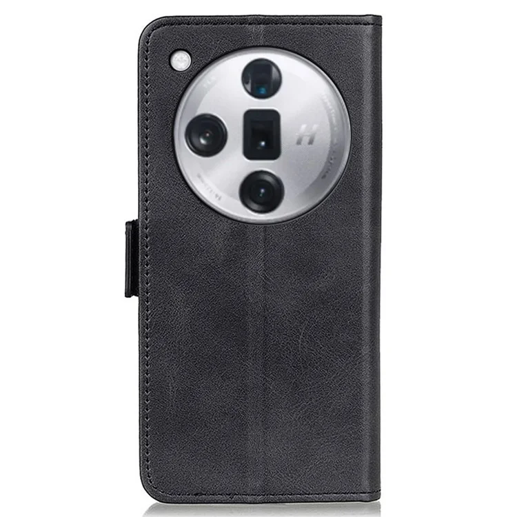 For Oppo Find X7 Pro / Find X7 Ultra Case Cowhide Texture Wallet Leather Cover - Black