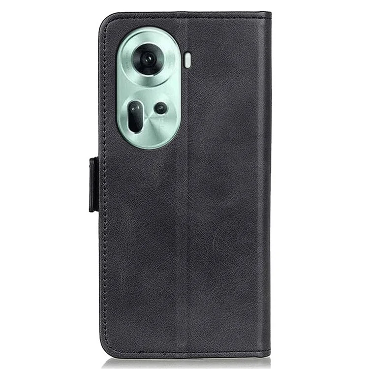 Para Oppo Reno11 5G (Global) Funda de teléfono de cuero con textura de vaca con soporte plegable y billetera - Negro