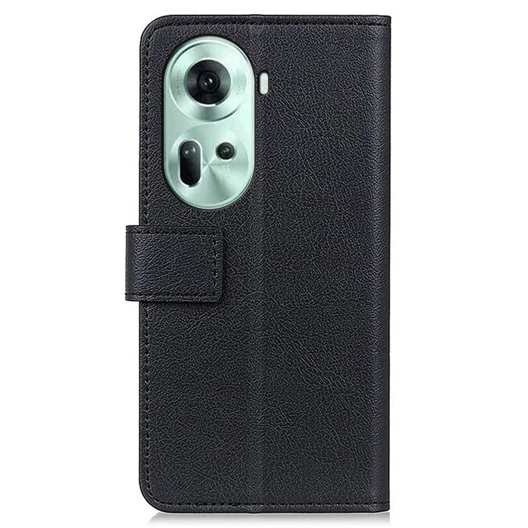 For Oppo Reno11 5G (Global) Leather Case Wallet Phone Cover Full Protection - Black