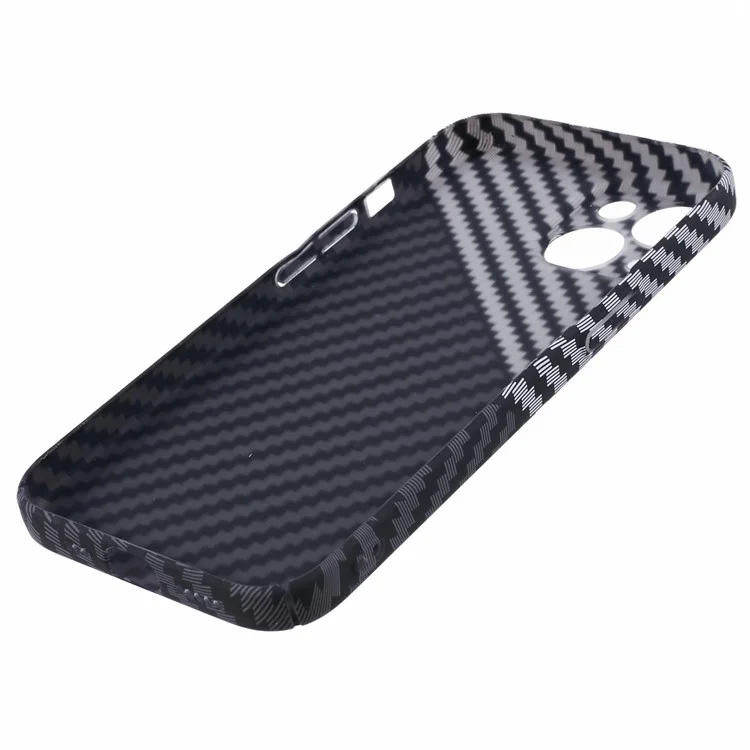 Funda de teléfono PC para iPhone 15 con textura de fibra de carbono, funda protectora - Negro+Blanco