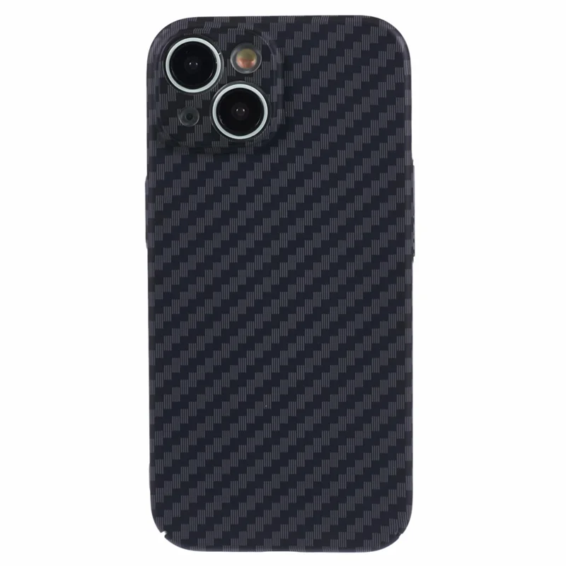 For iPhone 15 PC Phone Case Carbon Fiber Texture Protective Phone Cover - Black