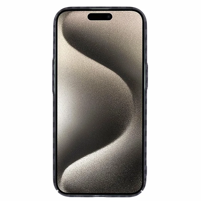 For iPhone 15 PC Phone Case Carbon Fiber Texture Protective Phone Cover - Black