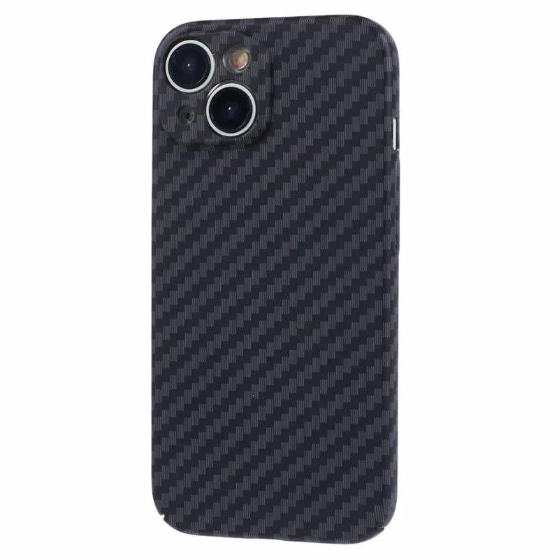 For iPhone 15 PC Phone Case Carbon Fiber Texture Protective Phone Cover - Black