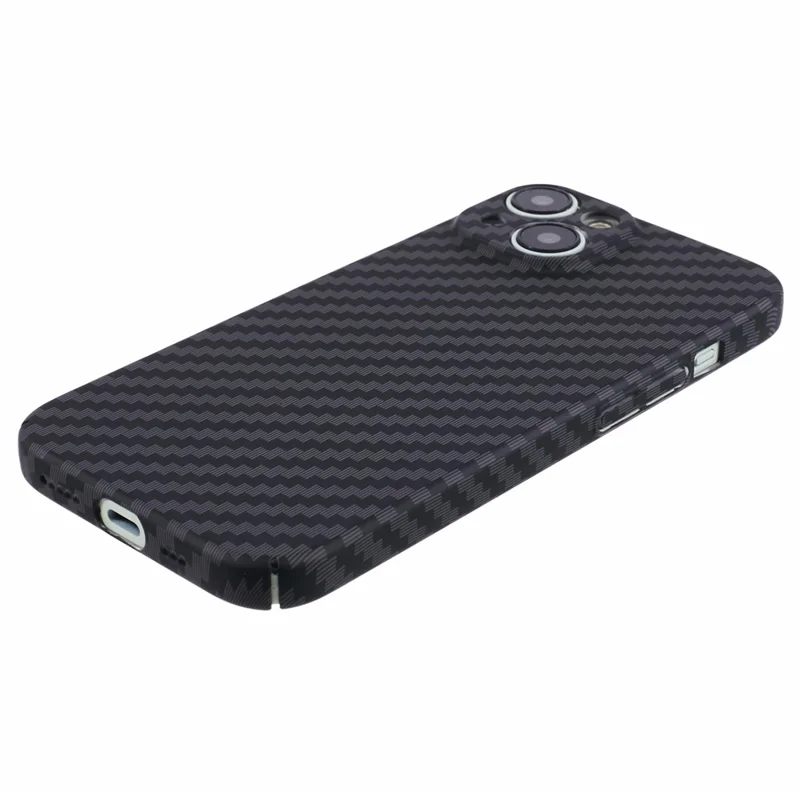 For iPhone 15 PC Phone Case Carbon Fiber Texture Protective Phone Cover - Black