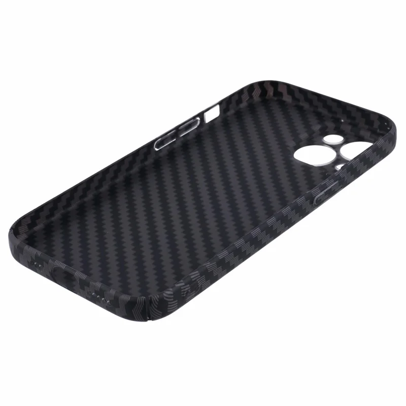 For iPhone 15 PC Phone Case Carbon Fiber Texture Protective Phone Cover - Black