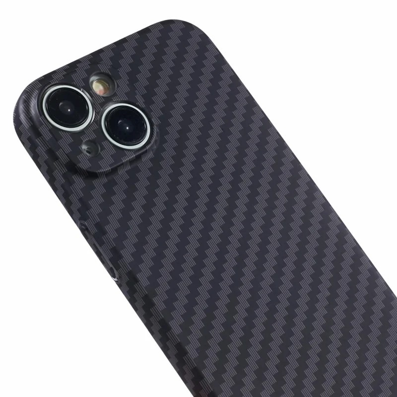 For iPhone 15 PC Phone Case Carbon Fiber Texture Protective Phone Cover - Black
