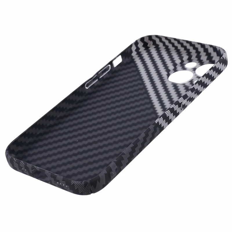 Hard PC Case for iPhone 13 Phone Cover Carbon Fiber Texture Splicing Color - Black+White