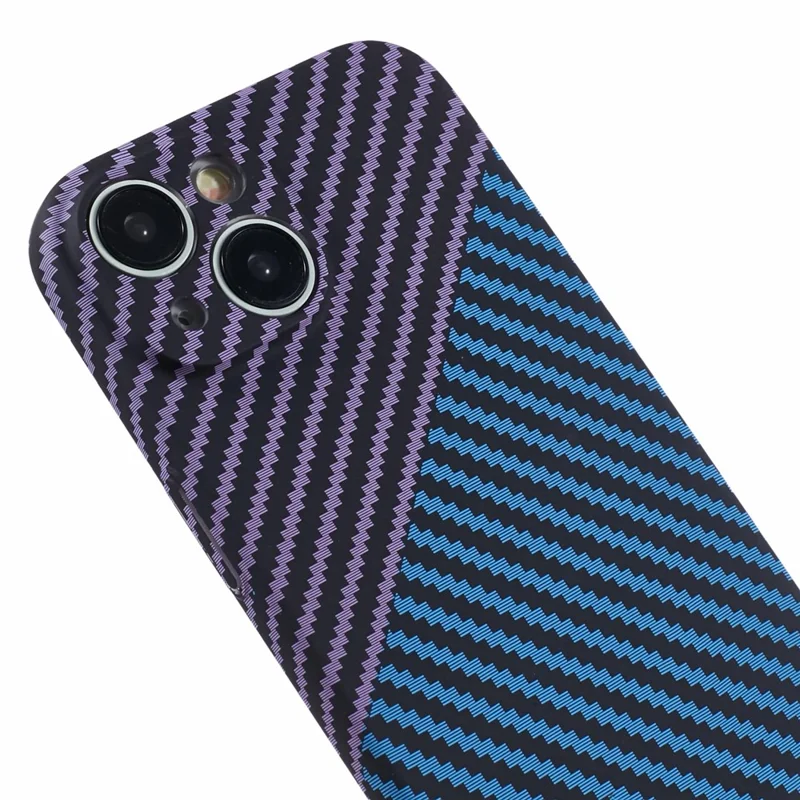 Hard PC Case for iPhone 13 Phone Cover Carbon Fiber Texture Splicing Color - Blue+Purple