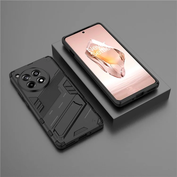 For OnePlus Ace 3 5G / 12R 5G Phone Case Kickstand TPU+PC Hybrid Cover - Black